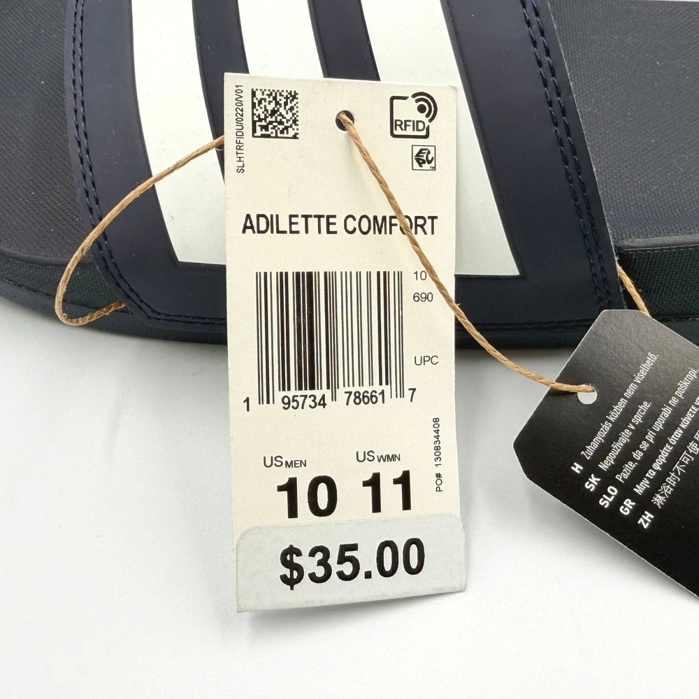 Adidas Adilette Comfort Slides Mens 10 Womens 11 Navy Blue GZ5892 Sandals *NEW*